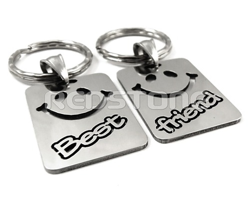 Oceľové kľúčenky BEST FRIEND so smajlíkmi